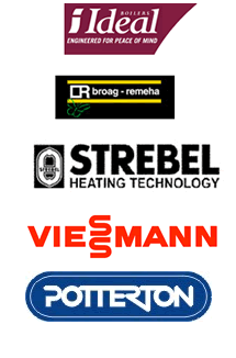 Boiler maker logos: Ideal, Broag, Strebel, Viessmann, Potterton